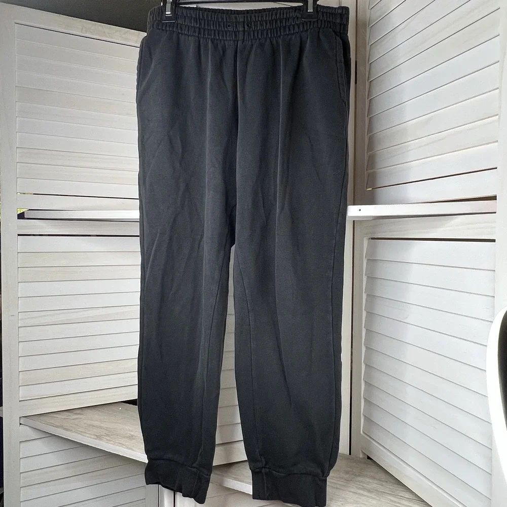 Adidas Black Fleece Sweatpants Logo Joggers Lg Unisex Style DP2399 No Drawstring